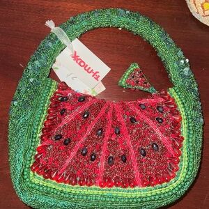 Vibrant Beaded Watermelon Shoulder Bag